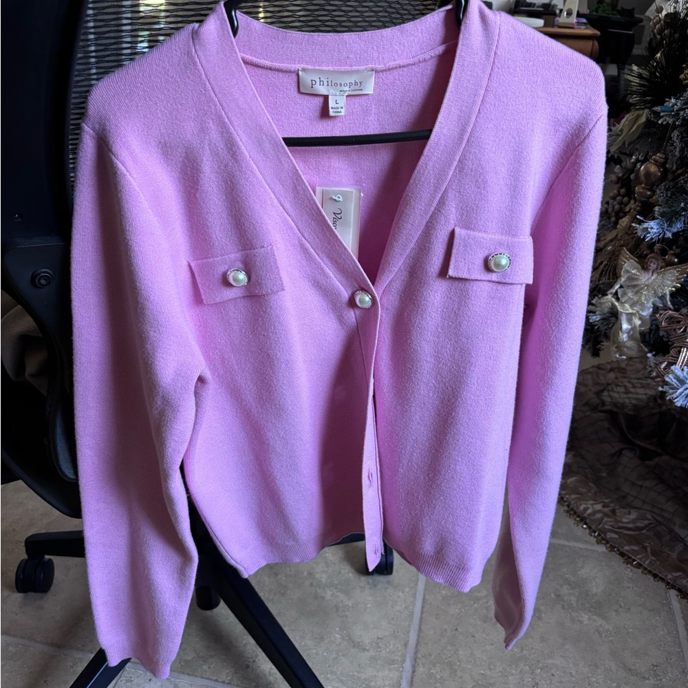 Philosophy Light Pink Cardigan Sweater
